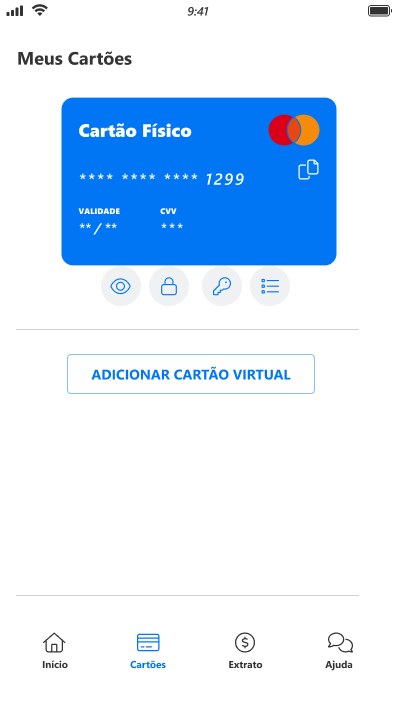 Bankly employee app cards screen with physical card and virtual card option