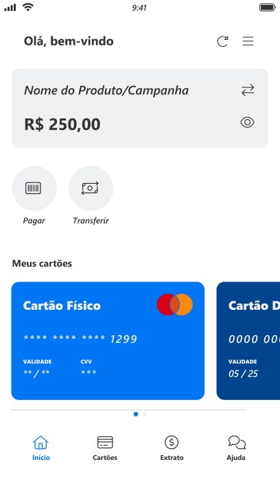 Bankly employee app home with balance, pay and transfer actions and cards